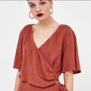 Zara Accessories Wrap Button Crop Top